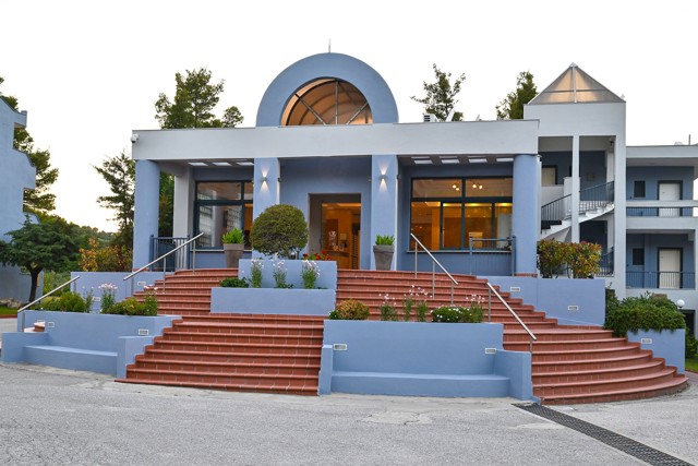 Hotel entrance and front steps