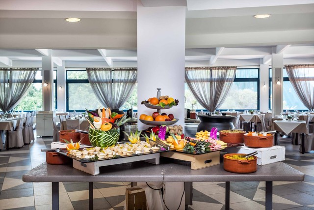Restaurant buffet with fruit