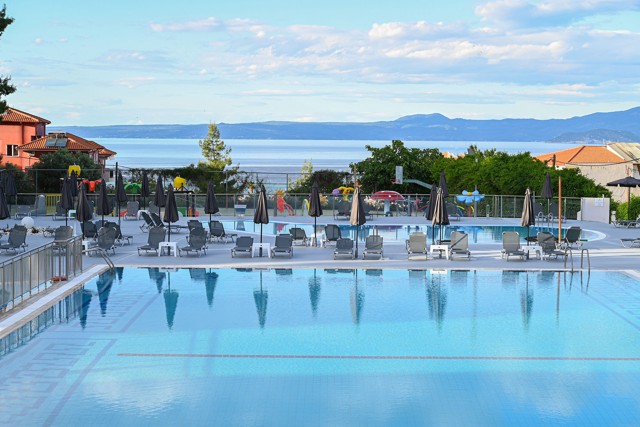 Swimming pool with the sea beyond